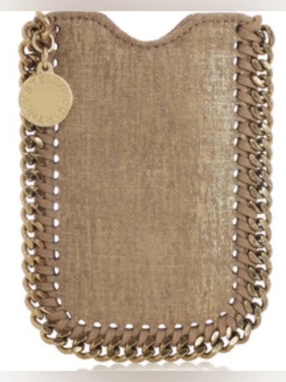 Authentic Stella McCartney IPhone Card Case Falabella Calf Gold  Metallic Taupe